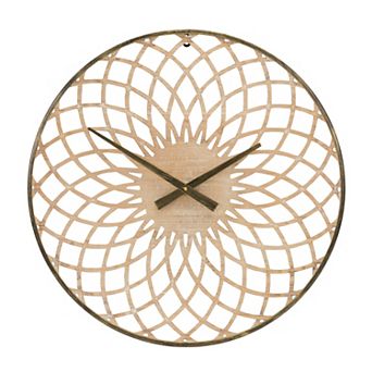 Round Lattice Wood Wall Clock 23.75"d