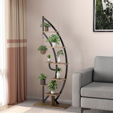 6 Tier 9 Potted Metal Plant Stand Holder Display Shelf with Hook