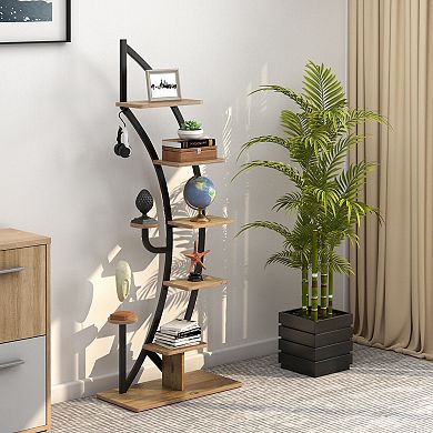 6 Tier 9 Potted Metal Plant Stand Holder Display Shelf with Hook