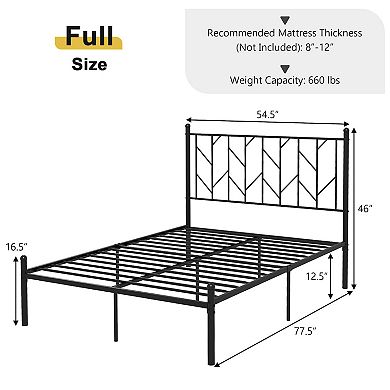 Platform Bed Frame With Sturdy Metal Slat Support