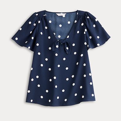 Women's LC Lauren Conrad Woven Tie Front V-Neck Tee