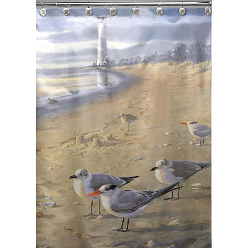 Hautman Brothers At The Beach Fabric Shower Curtain