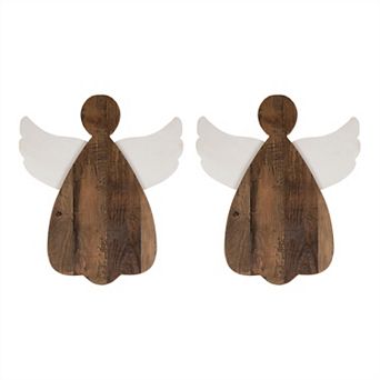 Wooden Angel Wall Hanging (set Of 2)