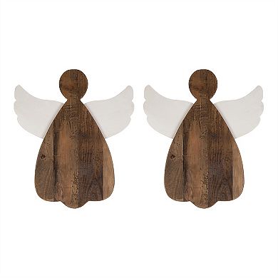 Wooden Angel Wall Hanging (set Of 2)