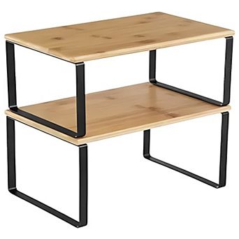 Adjustable Cabinet Shelf Organizer Set of 2 Stackable Kitchen Counter and Pantry Storage Shelves