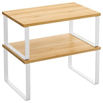 Adjustable Cabinet Shelf Organizer Set of 2 Stackable Kitchen Counter and Pantry Storage Shelves