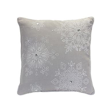 Bead Embroidered Chic Silver Snowflake Pillow (set Of 2)