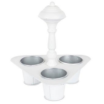 Metal Triple Pot Holder With Tin Planters 11"h