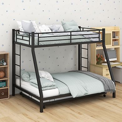 Twin Over Full Bunk Bed Frame With Trundle For Guest Room