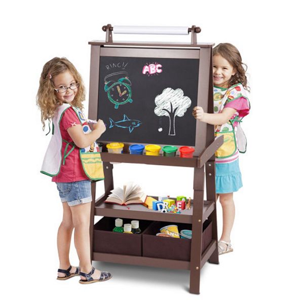 Kids Standing Art Easel With 2 Storage Boxes