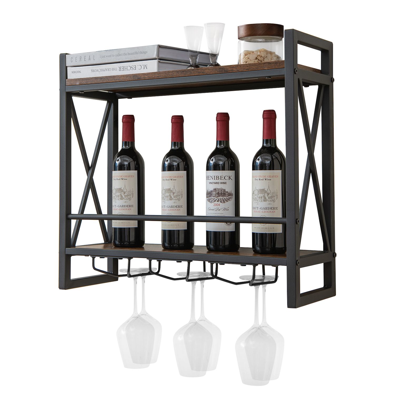 Sunnydaze Lavina Wine Cabinet with Glass and Bottle Storage Shelves