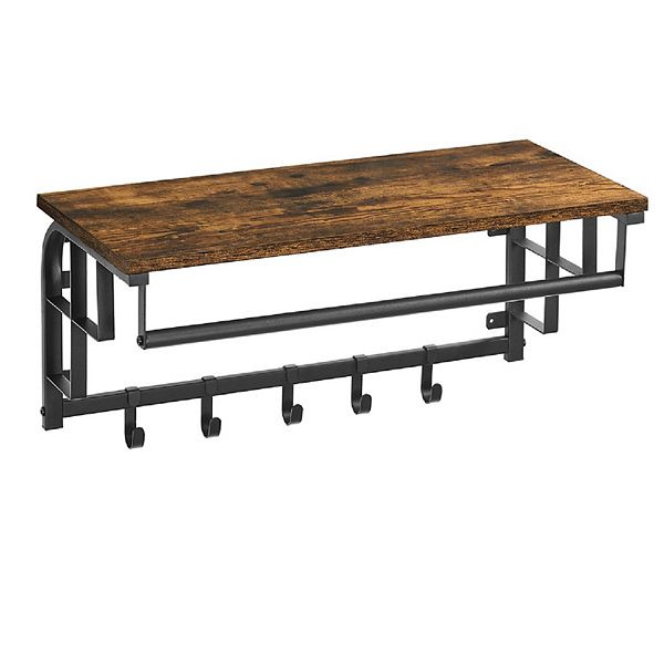 Wallmounted Coat Rack, Wall Hook Rack With Hanging Rod, Storage Shelf