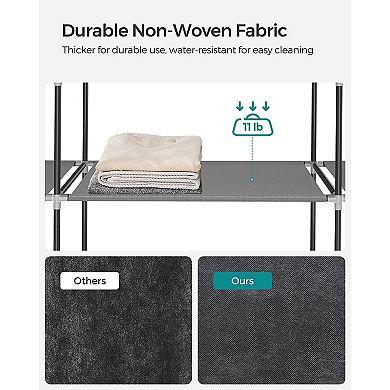 Portable Closet, Wardrobe Closet Organizer with Cover, 3 Hanging Rods and Shelves, 4 Side Pockets