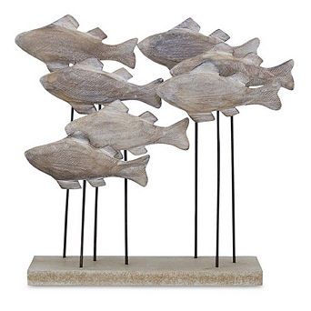 Wooden Fish School Sculpture 9.75"l