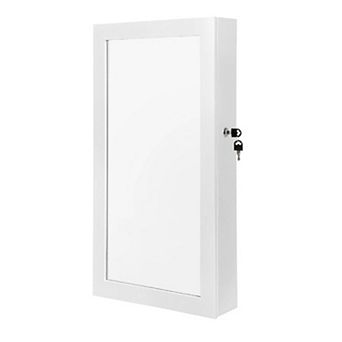 Lockable Jewelry Cabinet Armoire with Mirror, Wall-Mounted Space