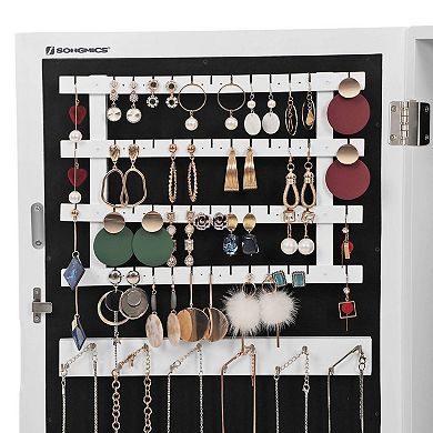 Lockable Jewelry Cabinet Armoire with Mirror, Wall-Mounted Space