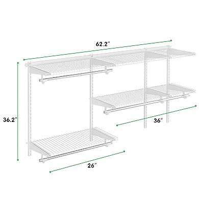 Custom Closet Organizer Kit 3 to 5 Feet Wall-Mounted Closet System with ...