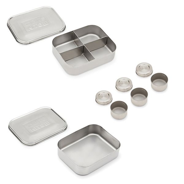 Bits Kits Lunch Box And Condiment Containers Bundle Silver Set Of 5, Convenient Meal Packing
