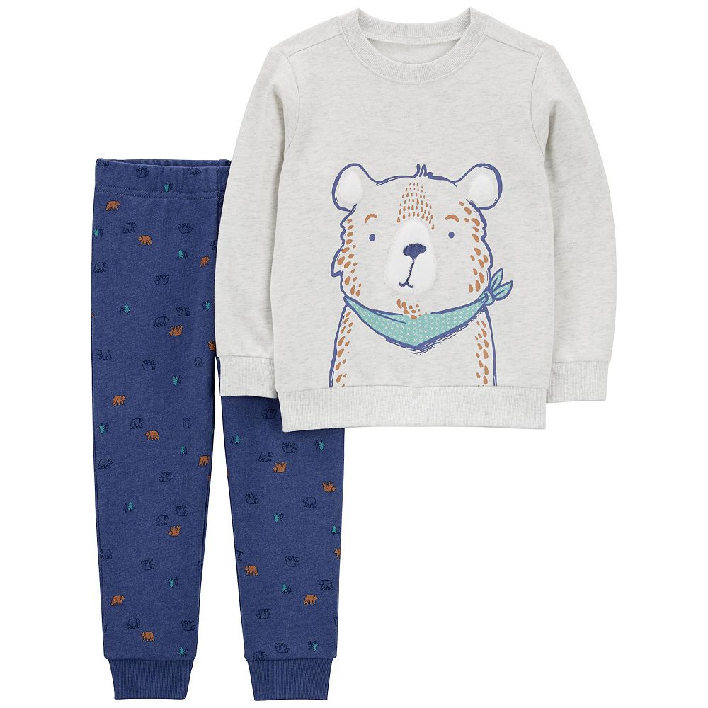 Boys Winter Sweatshirt & Jogger Set – Navy Red Grey Combo main image 1