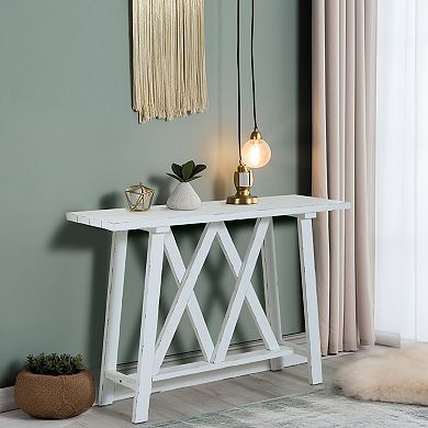 LuxenHome Farmhouse White 48" W Console And Entry Table