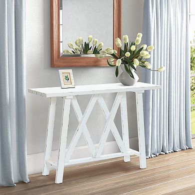LuxenHome Farmhouse White 48" W Console And Entry Table