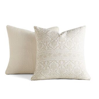 Urban Loft's 2-pack Decor Throw Pillows Seed Stitch Knit With Cotton Patterns In Antique Floral