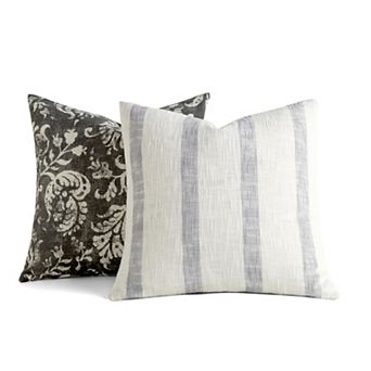 Urban Loft's 2-pack Yarn-dyed Patterns Decor Throw Pillows In Yarn-dyed Bengal Stripe/ Solid