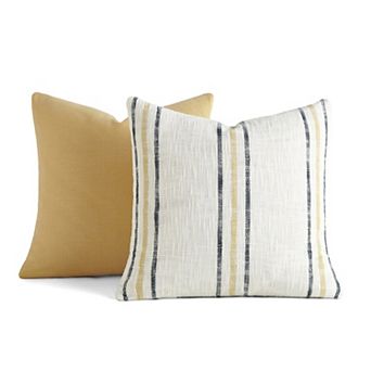 Urban Loft's 2-pack Yarn-dyed Patterns Decor Throw Pillows In Yarn-dyed Bengal Stripe/ Solid