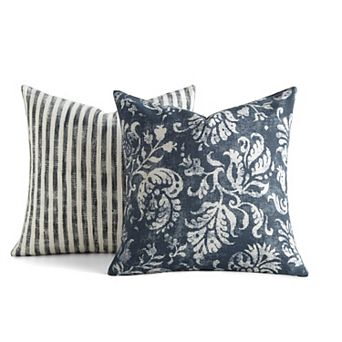 Urban Loft's 2-pack Yarn-dyed Patterns Decor Throw Pillows In Yarn-dyed Bengal Stripe/ Solid