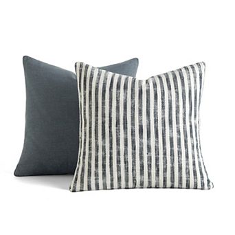 Urban Loft's 2-pack Yarn-dyed Patterns Decor Throw Pillows In Yarn-dyed Bengal Stripe/ Solid