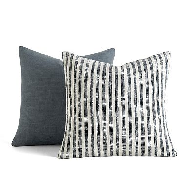 Urban Loft's 2-pack Yarn-dyed Patterns Decor Throw Pillows In Yarn-dyed Bengal Stripe/ Solid