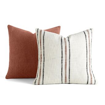 Urban Loft's 2-pack Yarn-dyed Patterns Decor Throw Pillows In Yarn-dyed Bengal Stripe/ Solid
