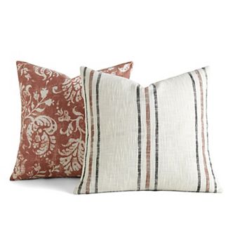 Urban Loft's 2-pack Yarn-dyed Patterns Decor Throw Pillows In Yarn-dyed Bengal Stripe/ Solid