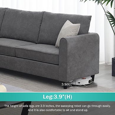 F.c Design Modern Upholstered L Shaped Living Room Sectional Sofa, Furniture Couch 3 Pillows