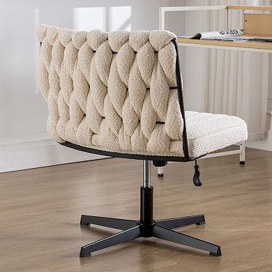 Twill Woven Fabric 360° Swivel Armless Office Desk Chair No Wheels With High Resilience Foam