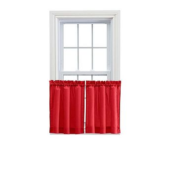 Stacey 1.5" Rod Pocket High Quality Fabric Solid Color Window Tailored Tier Pair
