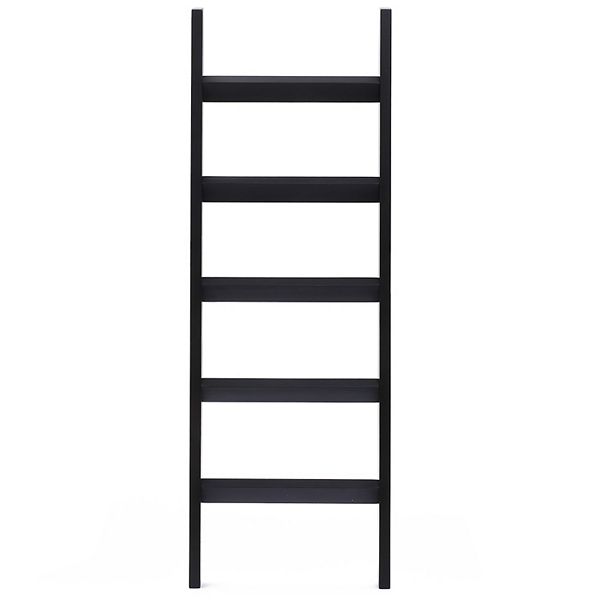 LuxenHome Black Wood 4.8ft Decorative Blanket Ladder