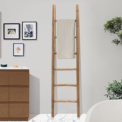 LuxenHome Rustic 6ft Decorative Blanket Ladder