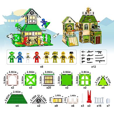 PicassoTiles 102pc Ninja & Troop Themed, Magnetic Tiles Building Blocks for Kids, Magnet for Kids 3+