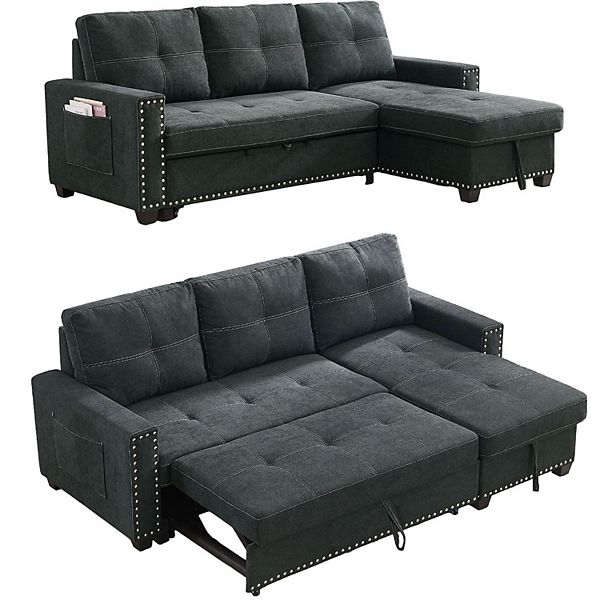 F.c Design Sleeper Sofa Bed Reversible Sectional Couch With Chaise And