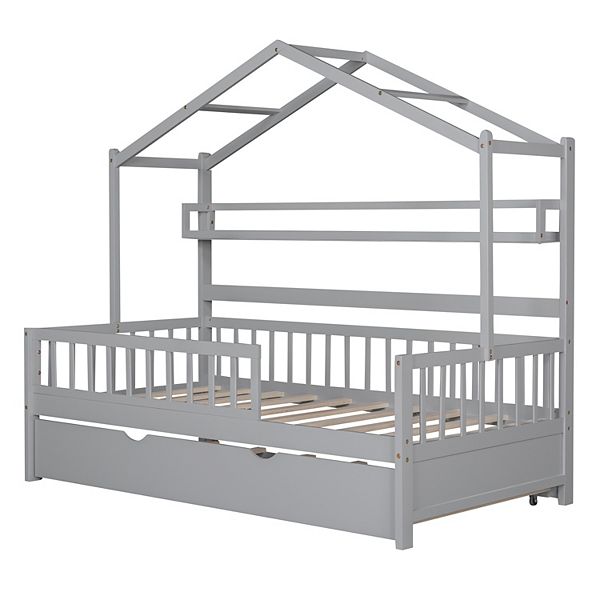 Merax Wooden House Bed With Trundle