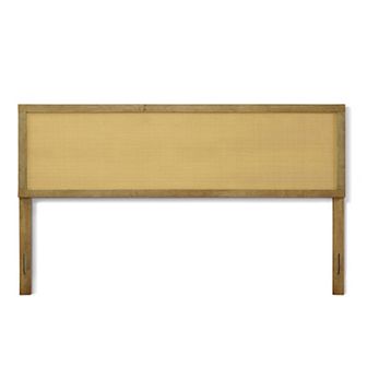 LuxenHome Natural Finish Rubberwood with Rattan Panel Headboard, King