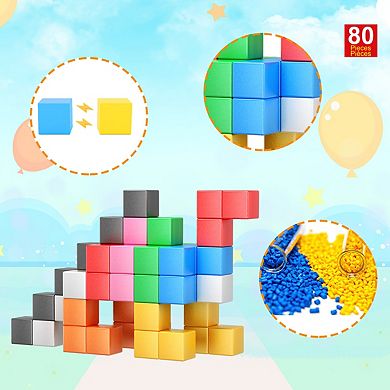 PicassoTiles 80 PC Magnetic Blocks, Magnetic Building Blocks for Kids, Magnet Toy for Kids 3+