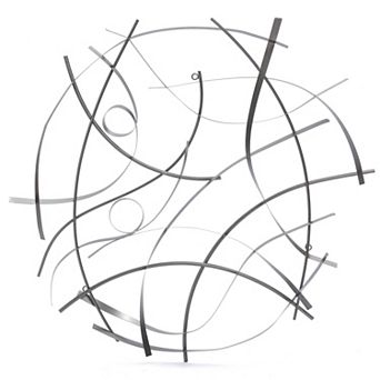 LuxenHome Silver And Gray Abstract Round Metal Wall Decor