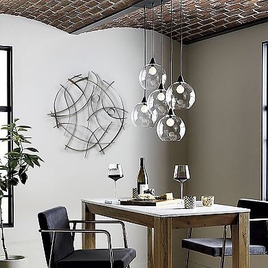LuxenHome Silver And Gray Abstract Round Metal Wall Decor