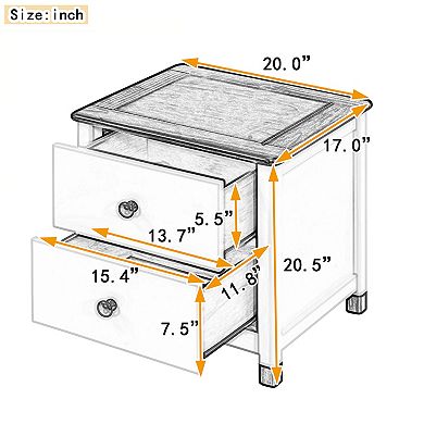 Merax Wooden Nightstand With Two Drawers