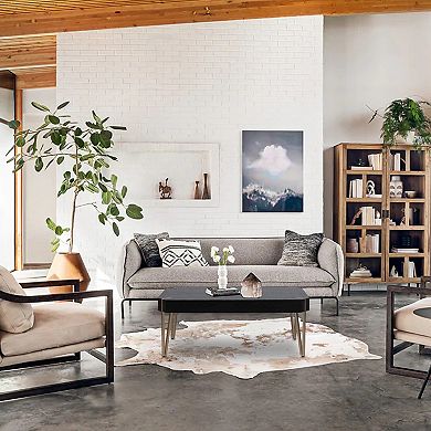 LuxenHome 46.13" W Black Wood Veneer And Gold Metal Coffee Table