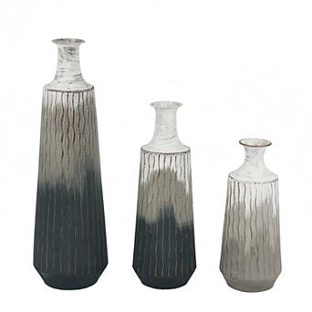 LuxenHome Set Of 3 Multi-color Ombre Metal Bottle Vases