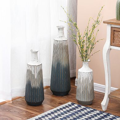 LuxenHome Set Of 3 Multi-color Ombre Metal Bottle Vases