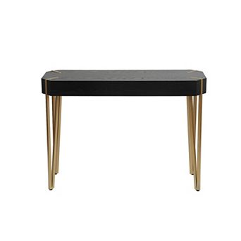 LuxenHome Black Wood And Gold Metal Console And Entry Table